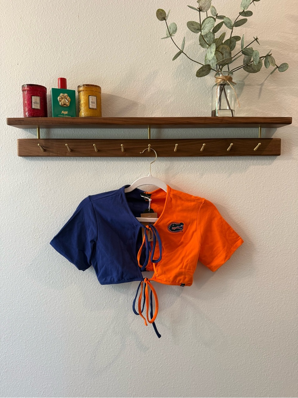 Game day Florida Gators - UF Colorblock Tie-Front Crop Top - Blue & Orange